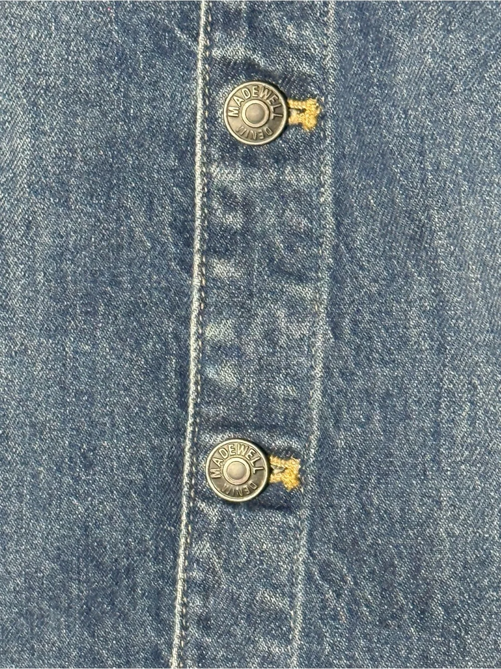 Madewell Denim Button Front Midi Skirt Size 33 Conchoo Wash Casual Classic